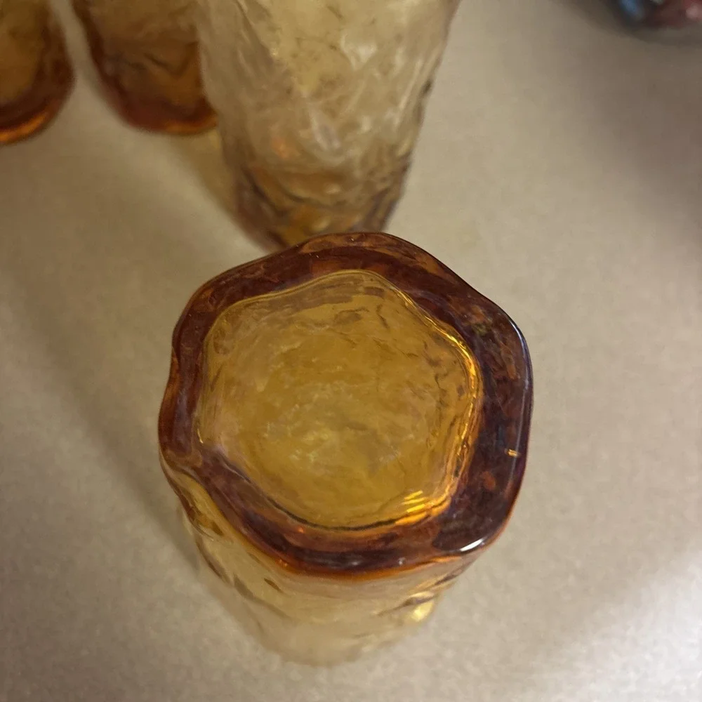 Set 4 Seneca Glass DRIFTWOOD Crinkle HIGHBALL Tumblers 5 3/4 - Picture 11 of 12